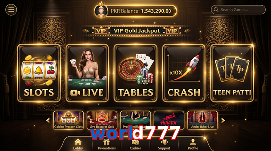 Main screen of World777 casino page for PK players